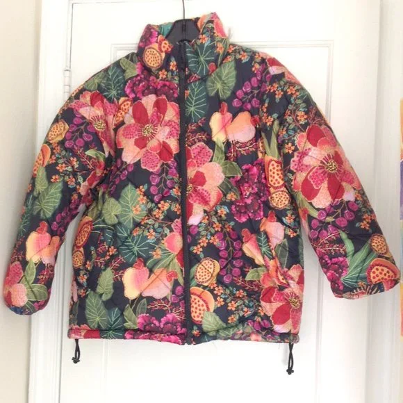 FARM Rio Mixed Scarves Reversible Puffer Jacket Patchwork Dopamine - Picture 9 of 14